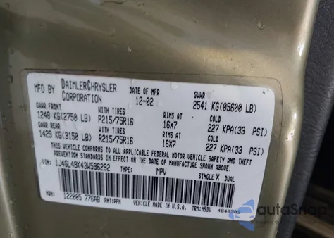 2003 Jeep Liberty Sport z USA, uszkodzony, nr VIN 1J4GL48K43W596292